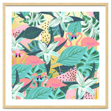 Flamingo Tropical, Colorful Modern Bohemian Eclectic Jungle Graphic Design, Blush Forest Gold Floral thumbnail