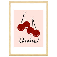 Cherries modern simple minimalistic red cute Fruit wall art