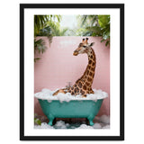 Giraffe in Bathtub, Whimsical Bathroom Art thumbnail