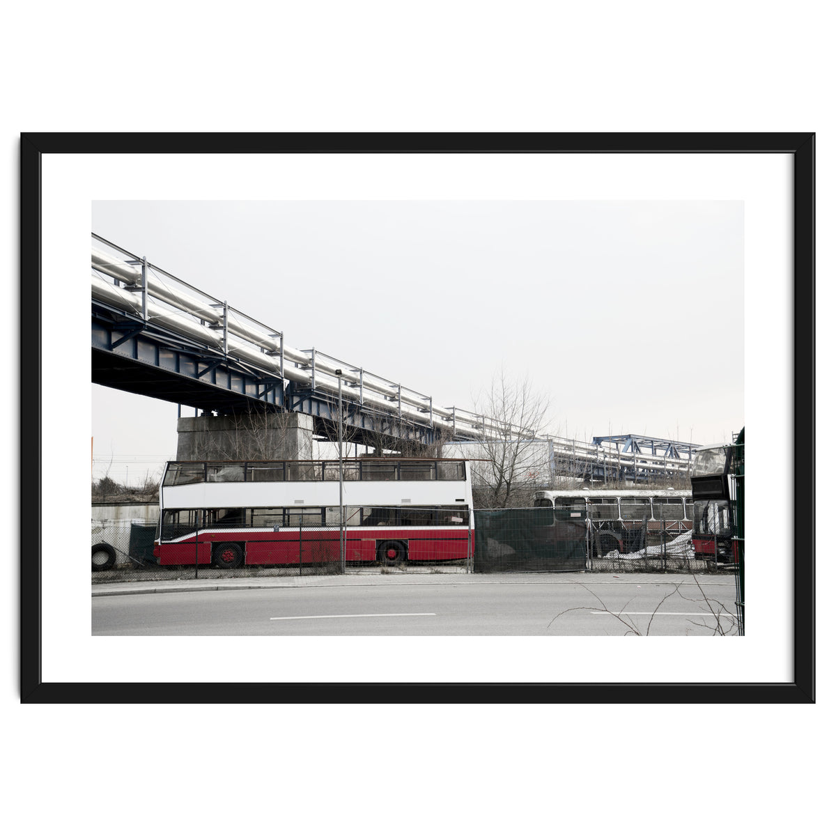 Abandoned Bus under the rail bridge