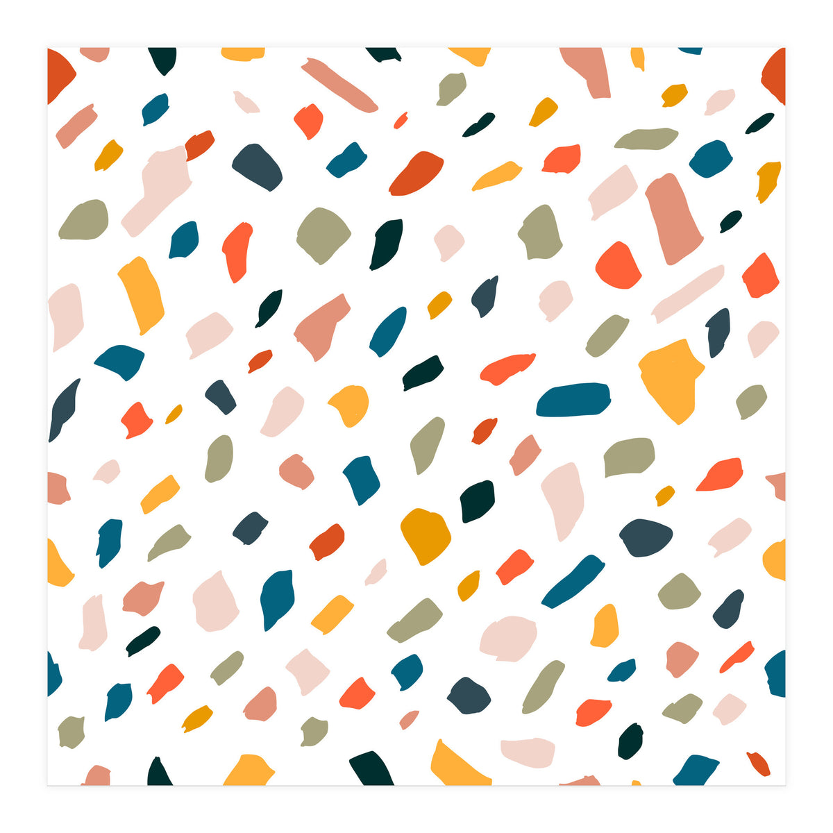 TerrazzoTerrazzo, Abstract Quirky Shapes Bohemian Modern Pattern Confetti Celebration Random Colorful Shapes (Print Only)