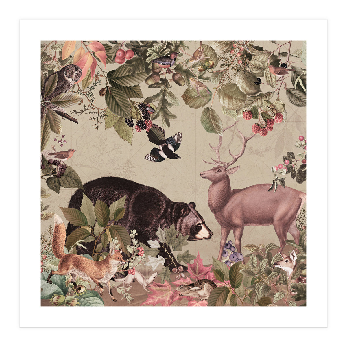 Nostalgic Autumn guardians of the forest (Print Only)