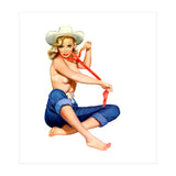 Pinup Texas Girl With White Cowboy Hat (Print Only) thumbnail