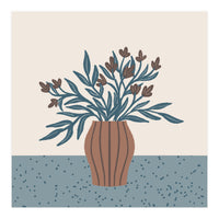 Brown Flowers in a Vase – Minimalist Floral Still Life (Print Only)