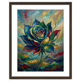 Enchanted Teal and Gold Rose Impasto Oil Painting thumbnail