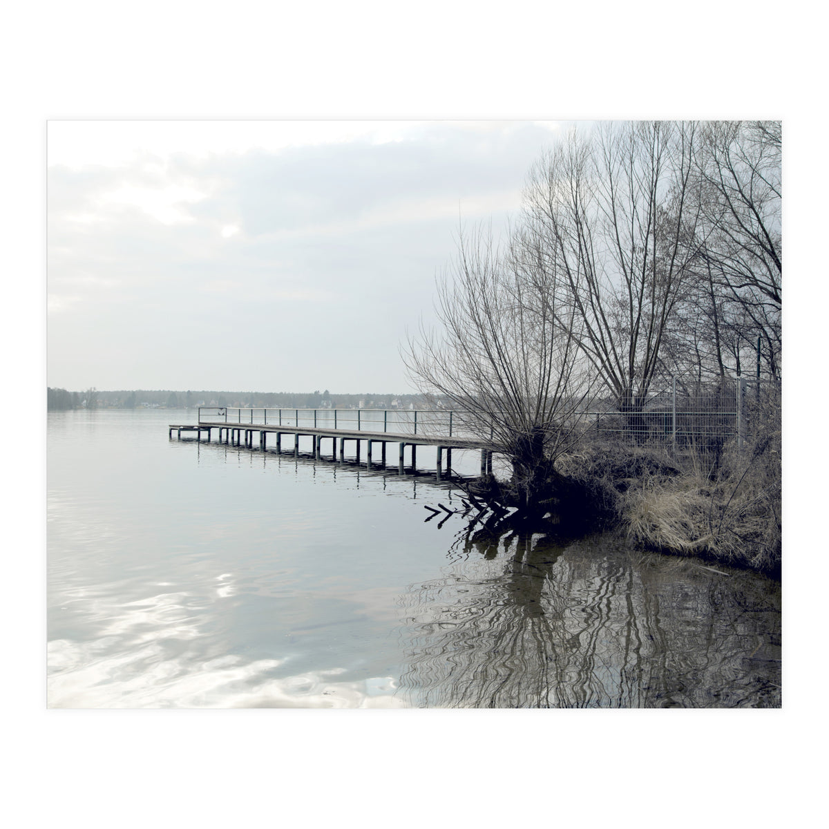 Sunny day pier in the lake (Print Only)