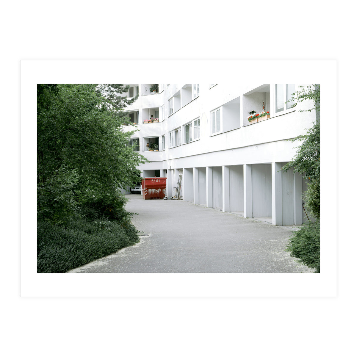 Red container in the residential site (Print Only)