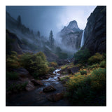 Majestic Misty Mountain Valley with Cascading Waterfall (Print Only) thumbnail