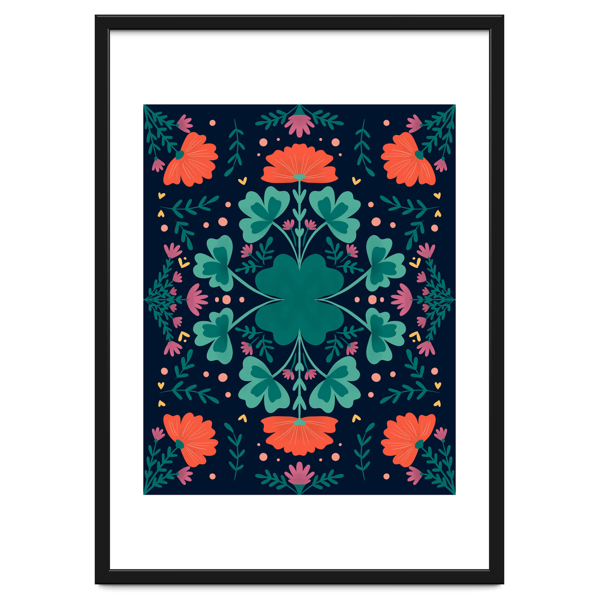 Clovers And Flowers Teal and Orange