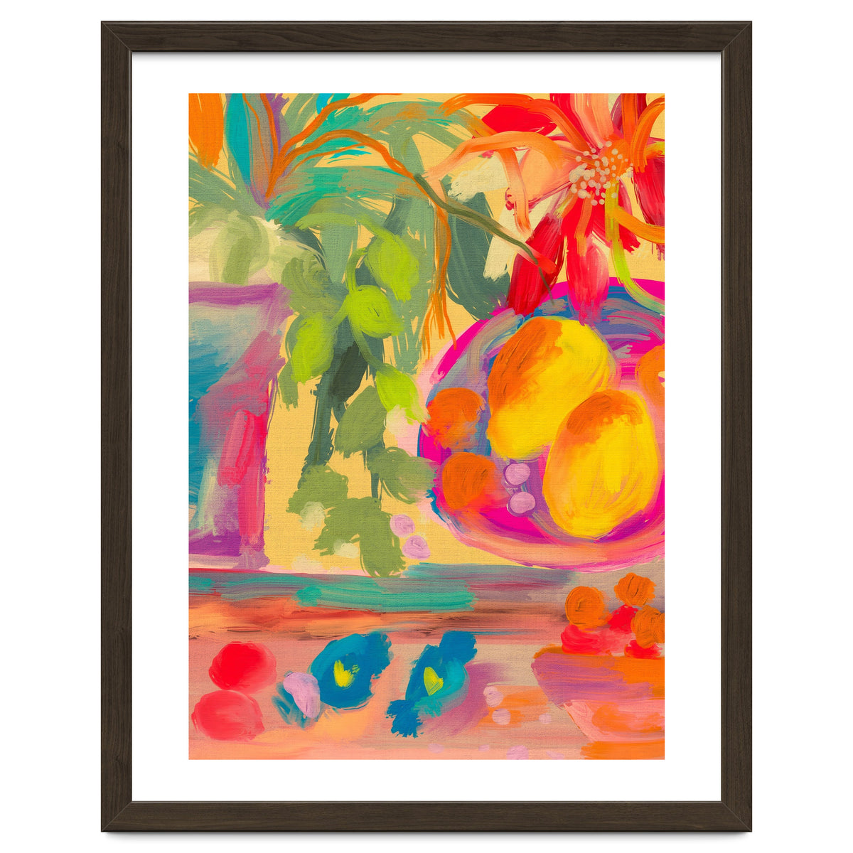 Colorful abstract summer lemons floral still life