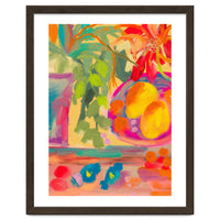 Colorful abstract summer lemons floral still life