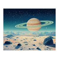 Alien Horizon: Saturn-Inspired Planetary Landscape (Print Only)