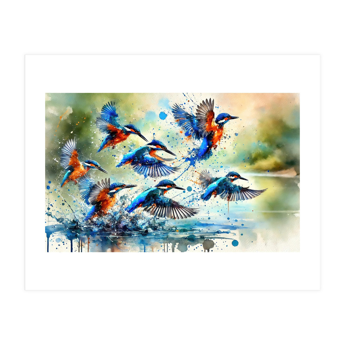 Kingfishers In Flight (Print Only)