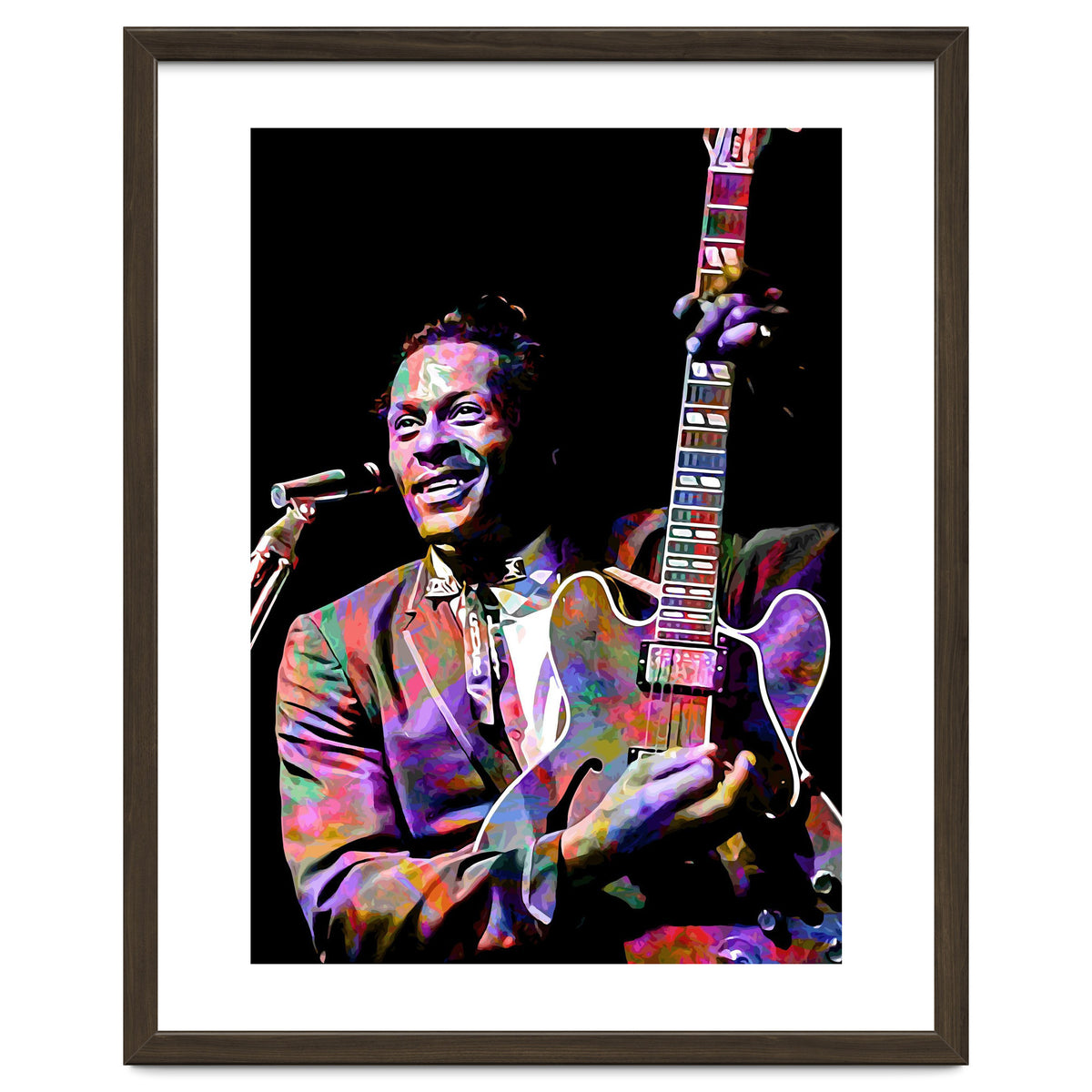 Chuck Berry Rock and Roll Guitarist Colorful