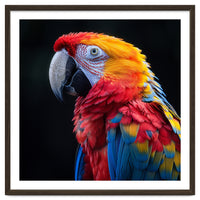 Scarlet Macaw Parrot Vibrant Plumage Close Up