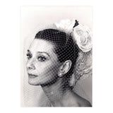 Audrey Hepburn with Veil, Classic Hollywood Glamour Photography, Black and White Icon Portrait (Print Only) thumbnail