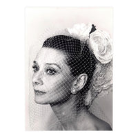 Audrey Hepburn with Veil, Classic Hollywood Glamour Photography, Black and White Icon Portrait (Print Only)