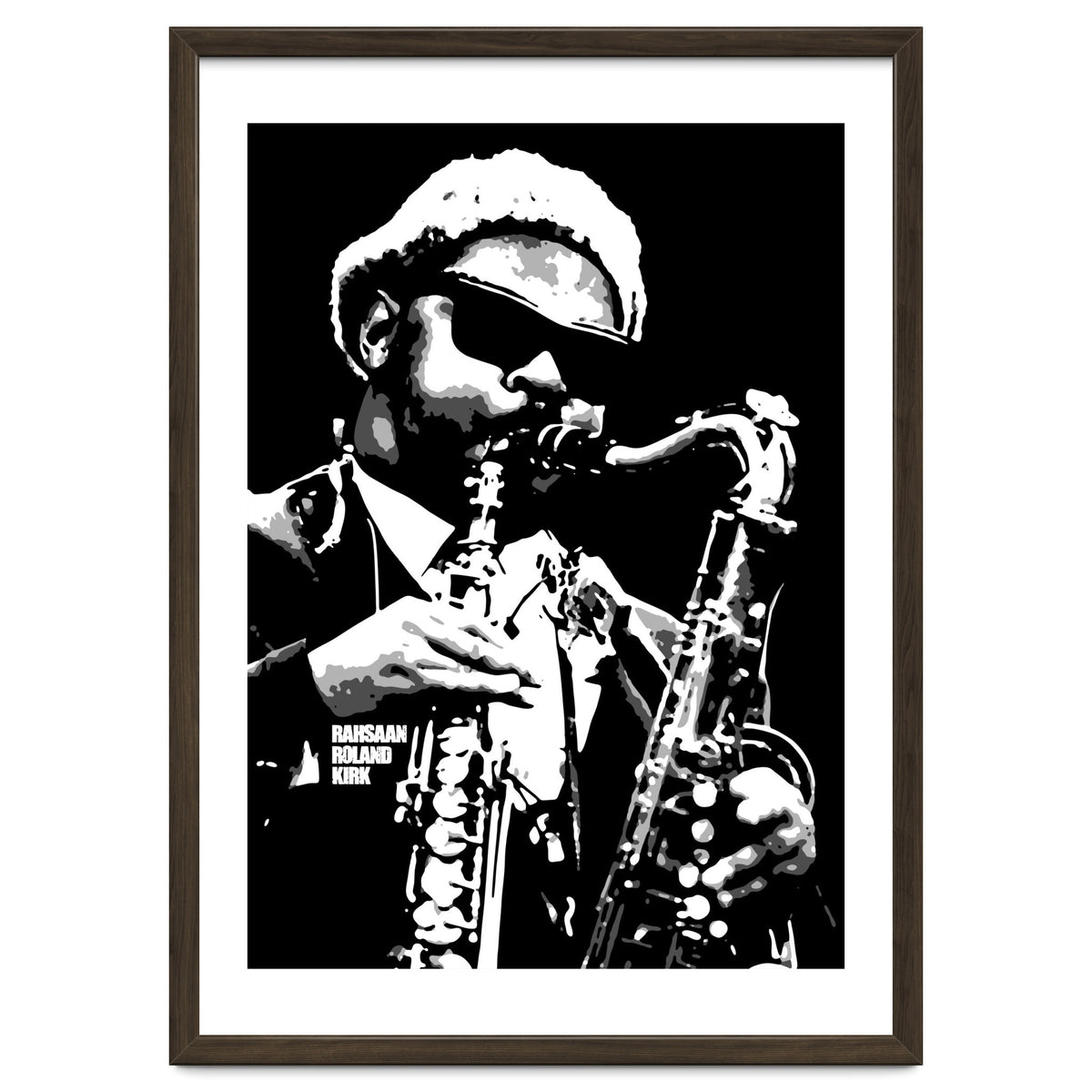 Rahsaan Roland Kirk American Jazz Multi-Instrumentalist in Grayscale 2