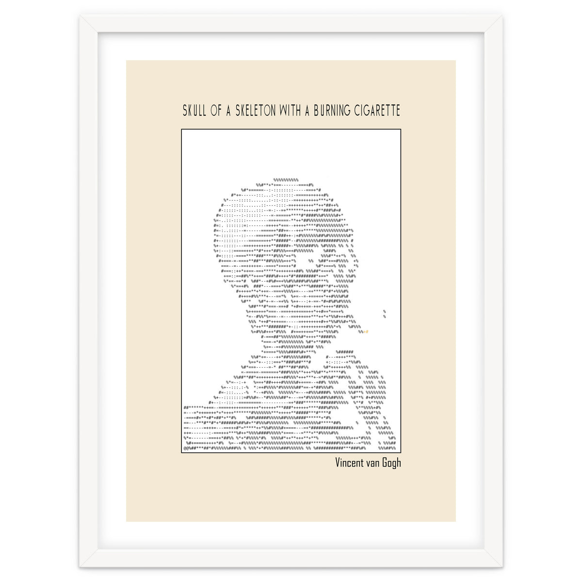 Skull Of A Skeleton With A Burning Cigarette Vincent Van Gogh Ascii Art
