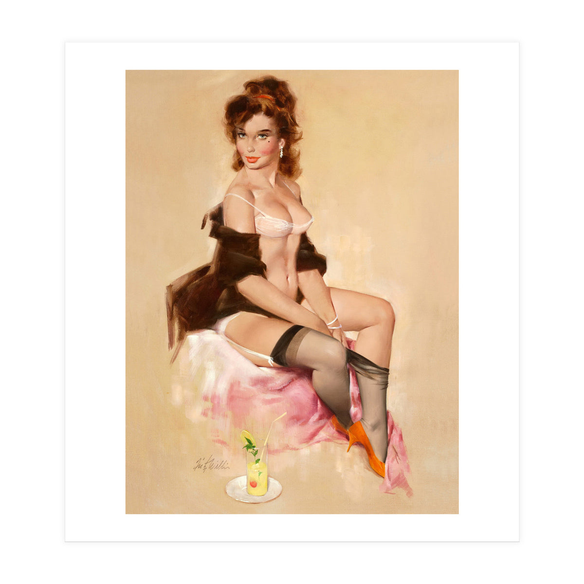 Sexy Pinup Brunette Modelling (Print Only)