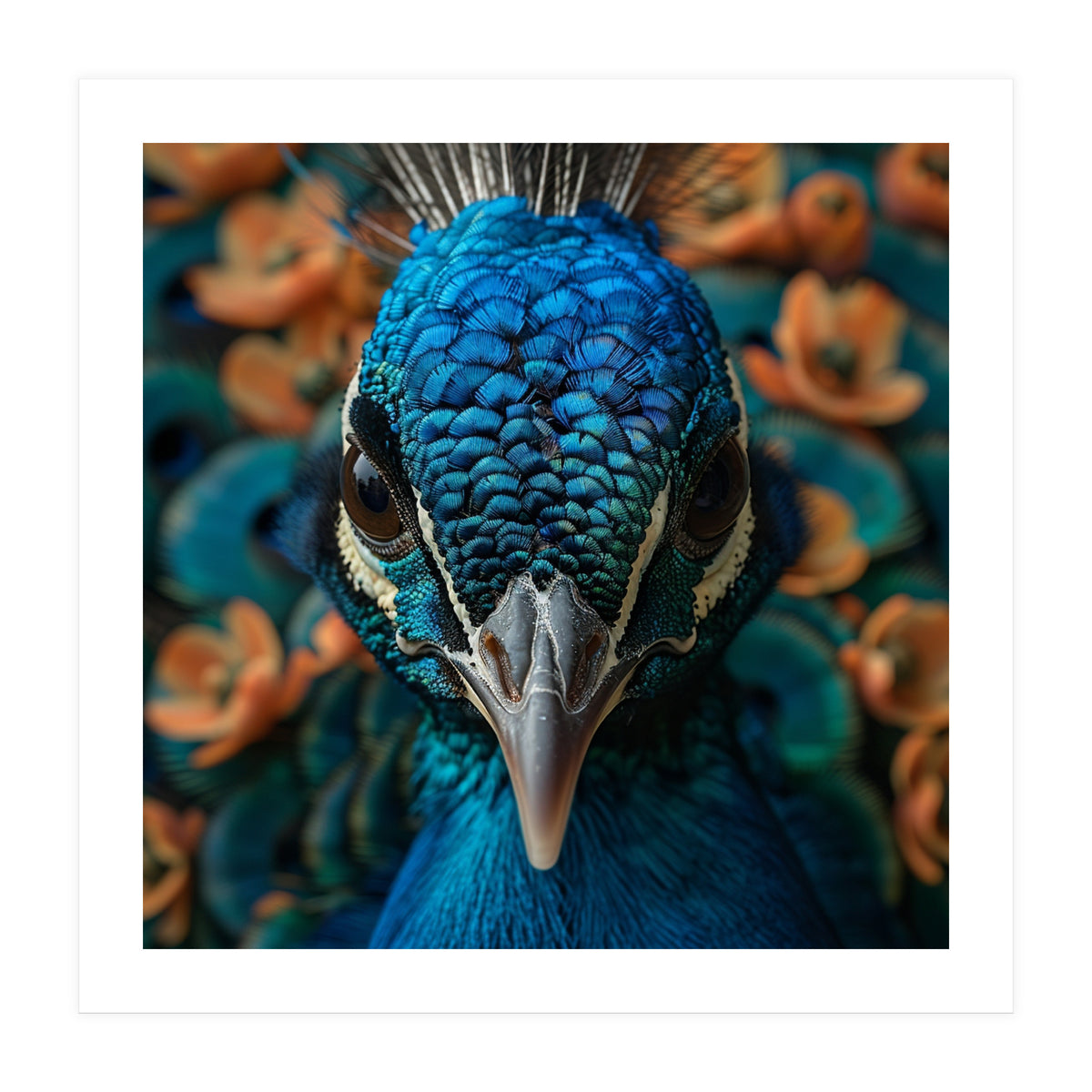 Close Up Portrait Of A Peacock Head (Print Only)