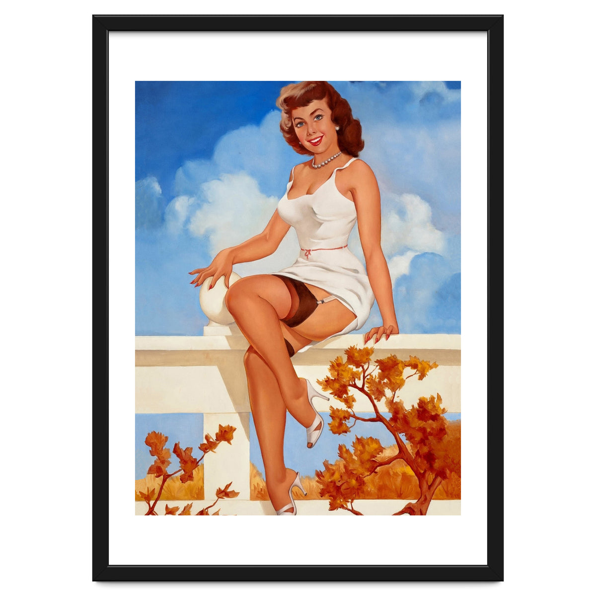 Beautiful Pinup Girl Posing On A Fence