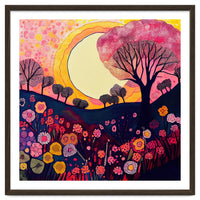 Folk Sunset Over Floral Hills