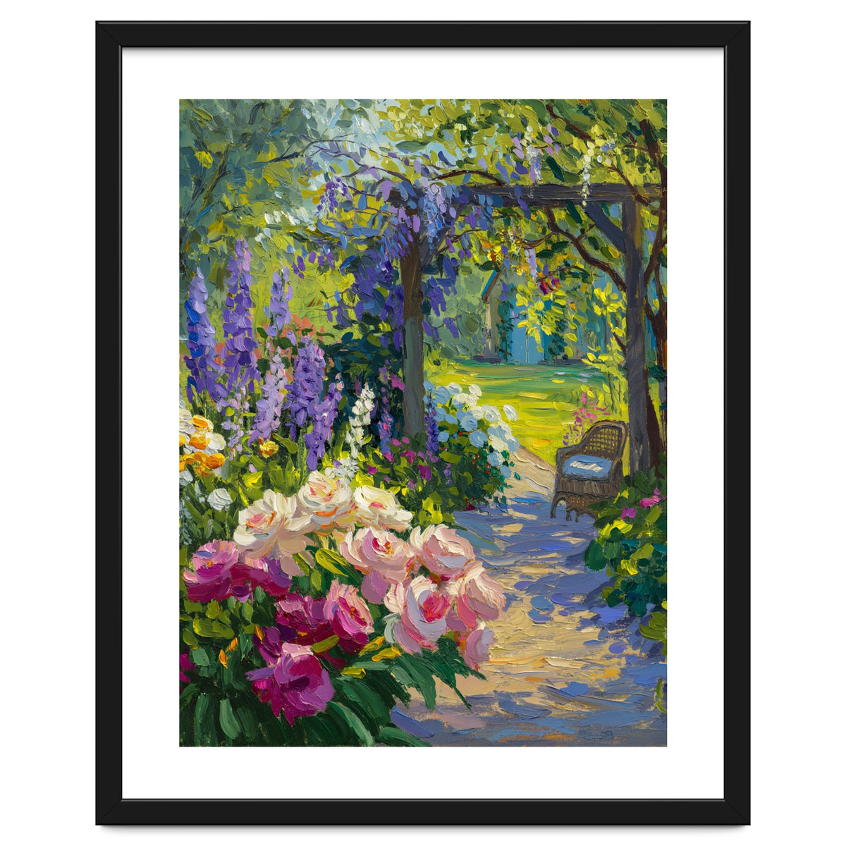 Serene Summer Garden Path Oil Painting