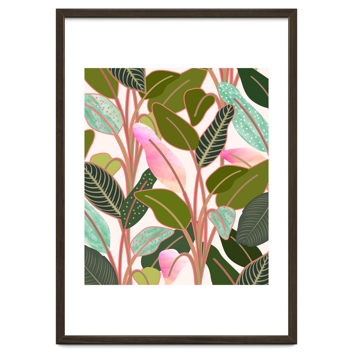 Color Paradise, Tropical Colorful Modern Bohemian Illustration, Eclectic Botanical Plant