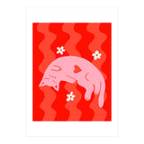 Pink Cat Wavy Background (Print Only) thumbnail
