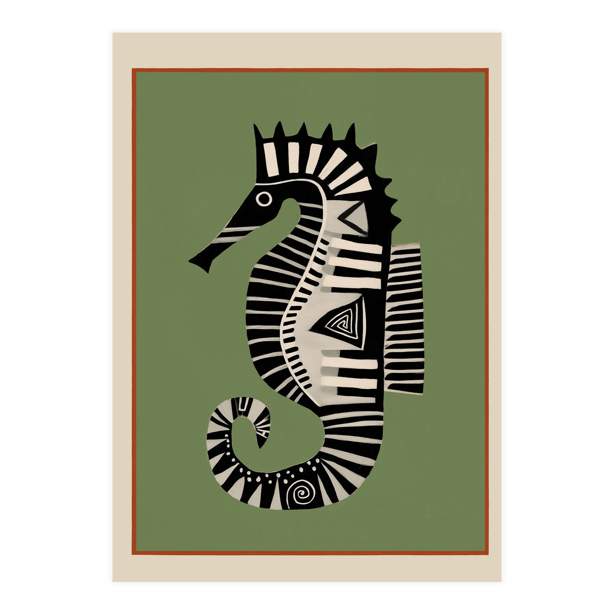 Striped Seahorse I (Print Only)