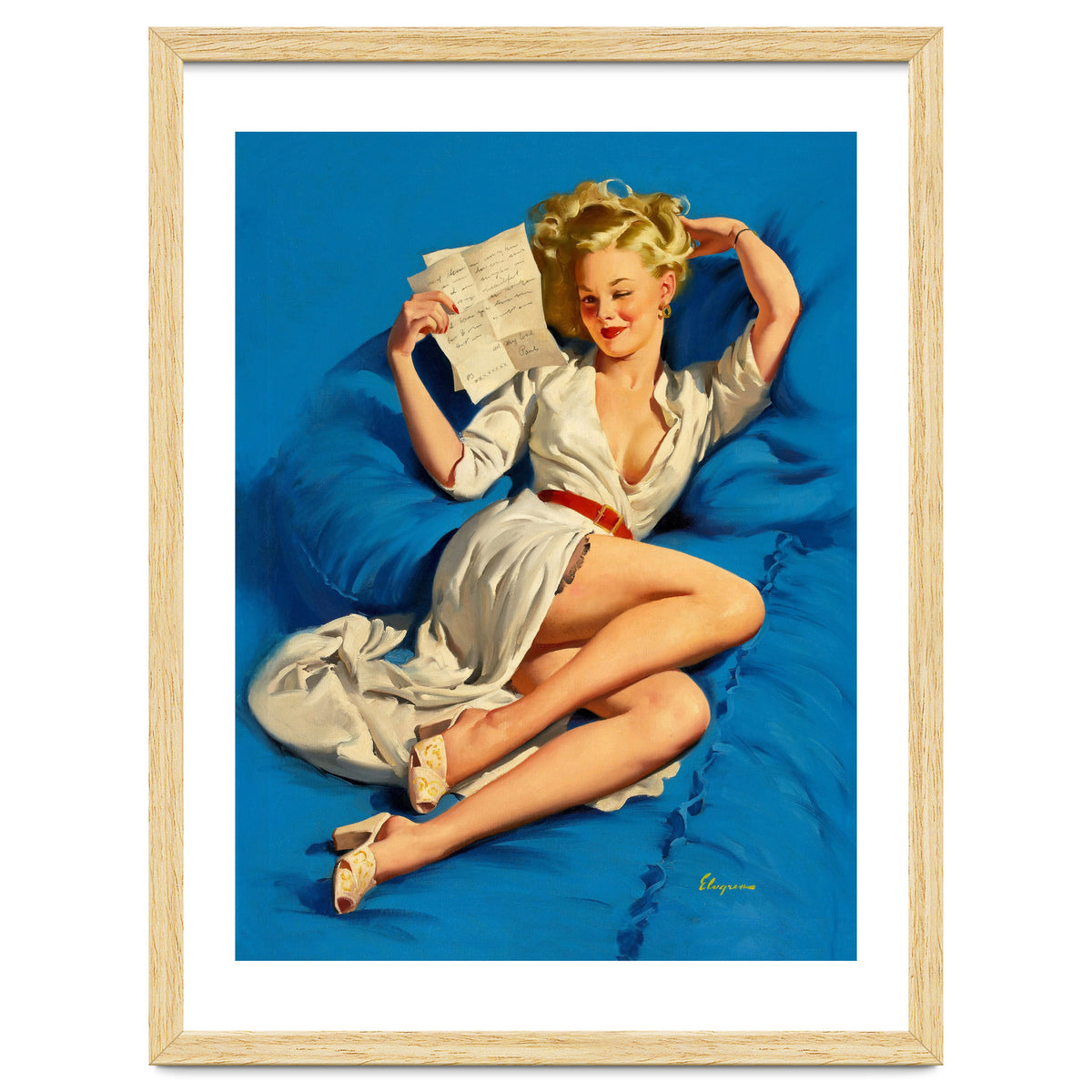 Pinup Sexy Girl Reading A Love Letter