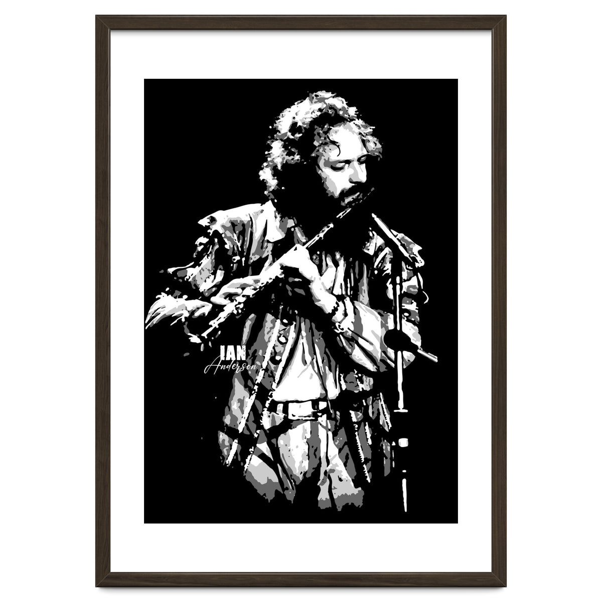 Ian Anderson Rock Music Legend in Grayscale 2