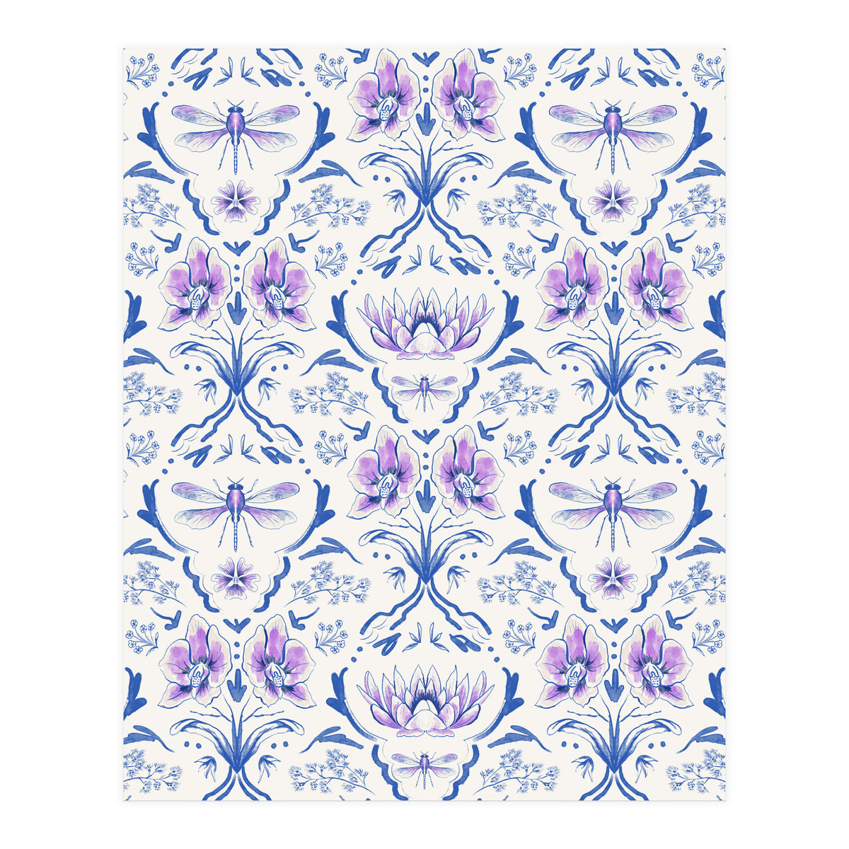 Bohemian Garden Blue Pattern (Print Only)