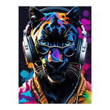 Panther In Headphones And Glasses (Print Only) thumbnail