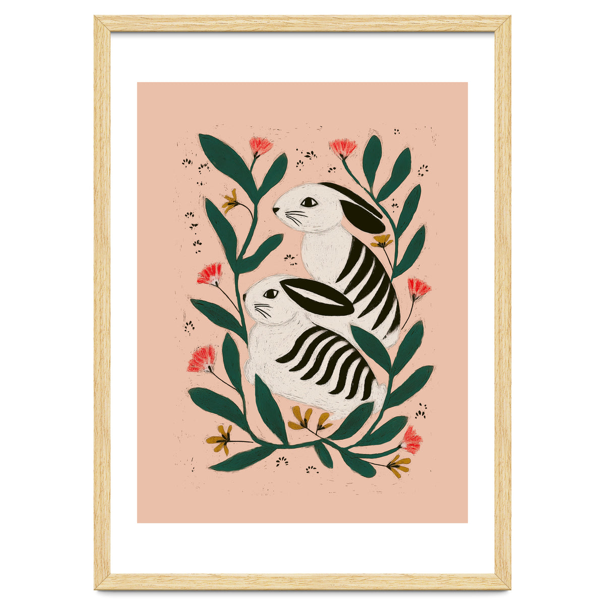 Hares Among Flowers