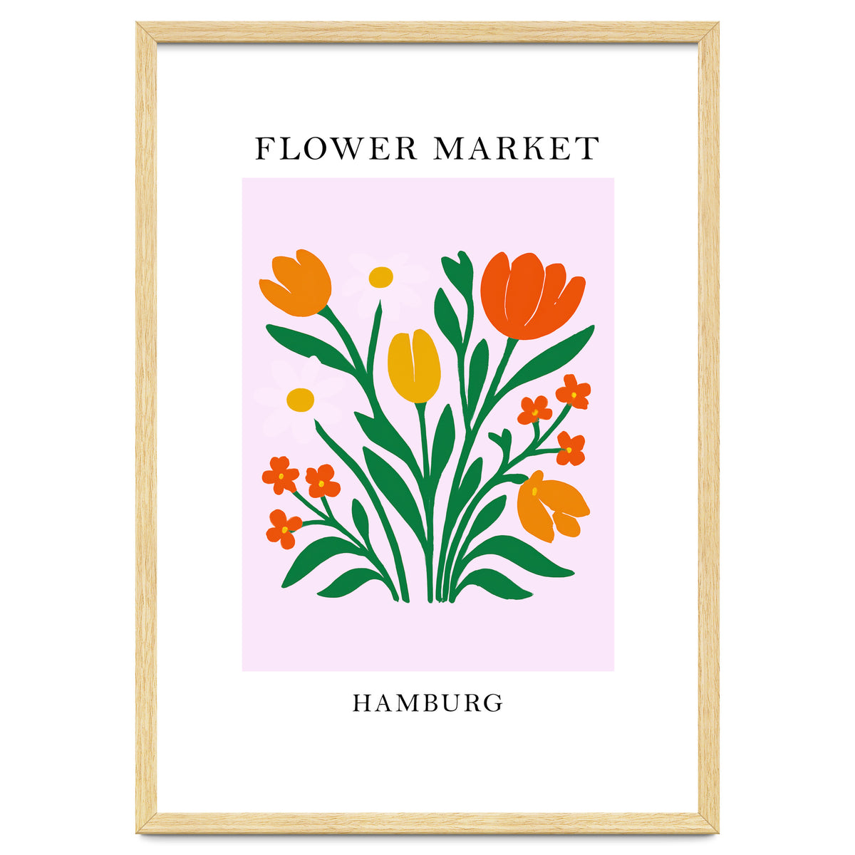 Hamburg Flower Market - Vibrant Modern Folk Art Print