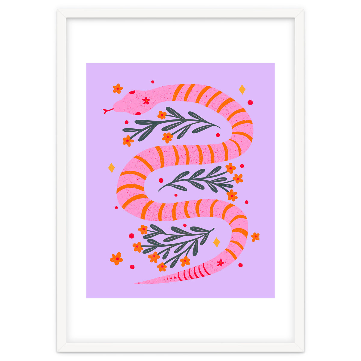 Modern snake - pink and orange