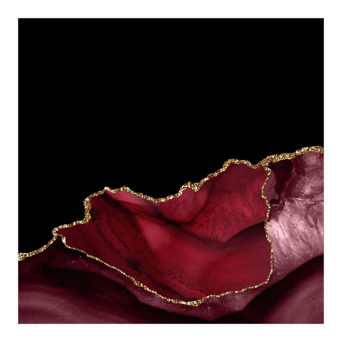 Burgundy & Gold Agate Texture 06  (Print Only)