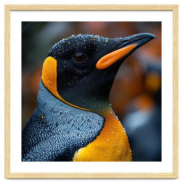 King Penguin With Water Droplets In Rain