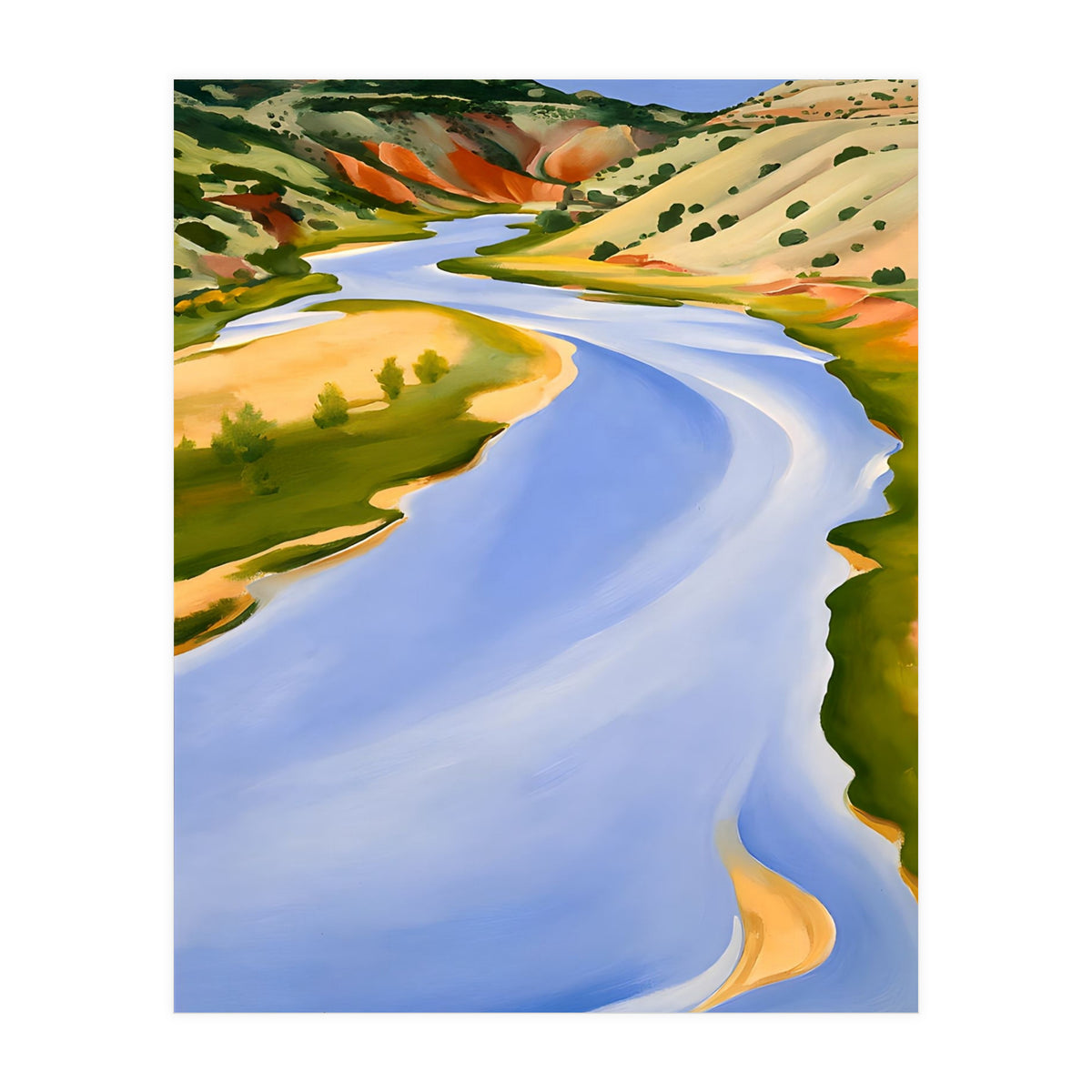 Georgia O’Keeffe – Chama River, Ghost Ranch (1937) | Serene Southwestern Landscape in Bold Modernist Forms (Print Only)