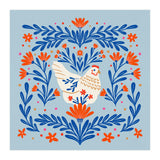 Blooming Chicken Blue And Orange (Print Only) thumbnail