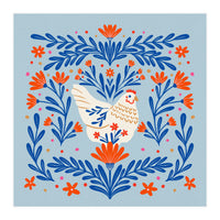 Blooming Chicken Blue And Orange (Print Only)