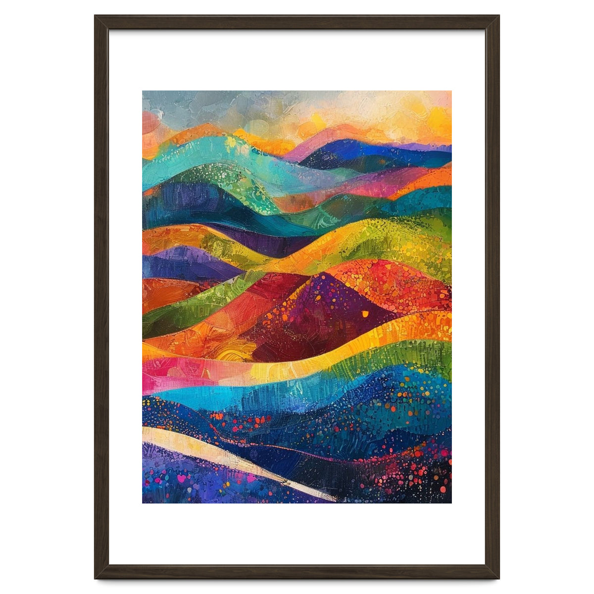 Vibrant Abstract Patchwork Landscape Art