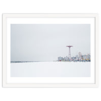 Amusement park in the winter seascape