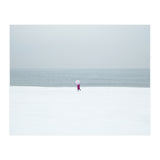 A walking woman in the winter snow beach (Print Only) thumbnail