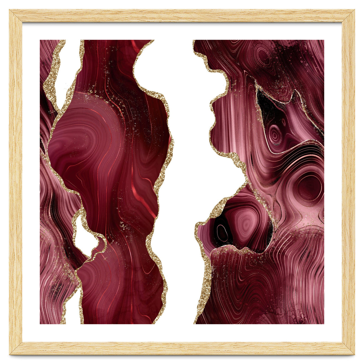 Burgundy & Gold Glitter Agate Texture 05