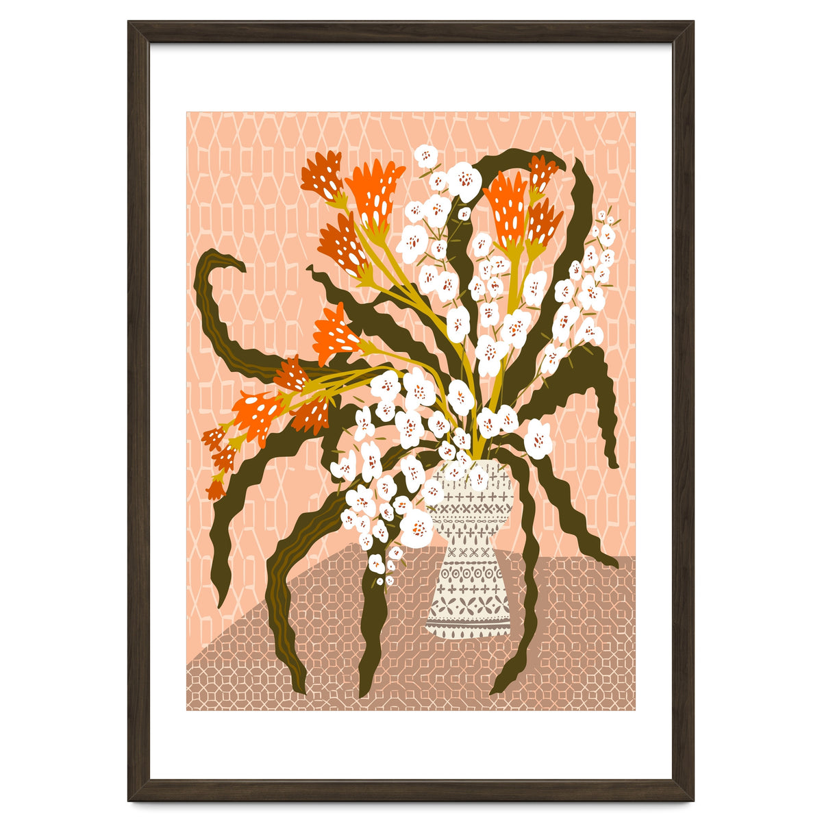 Floral Contemporary Still Life Peach Fuzz