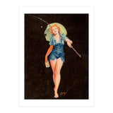 Happy Pinup Girl With A Fishing Stick (Print Only) thumbnail