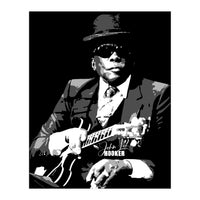 John Lee Hooker American Blues Guitarist in Grayscale (Print Only)